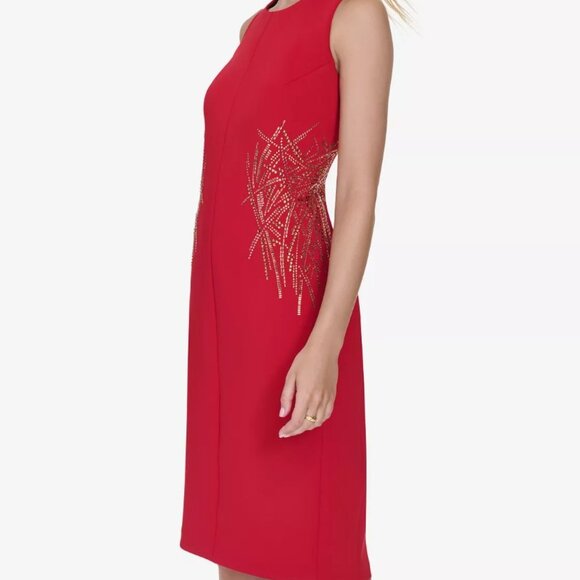 Andrew Marc Sleeveless Beaded Sheath Dress NWT Size 10 - Picture 5 of 6